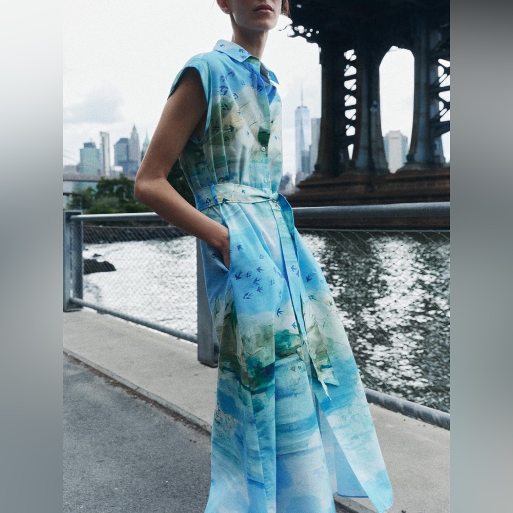 Zara printed shirt dress ZW collection 2183/014 - Picture 4 of 11